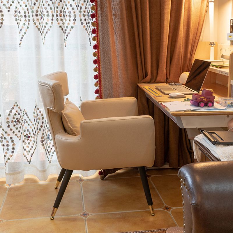 Minimalist Style Linen Fabric Dining Chair Solid Back Upholstered Single Chair for Home