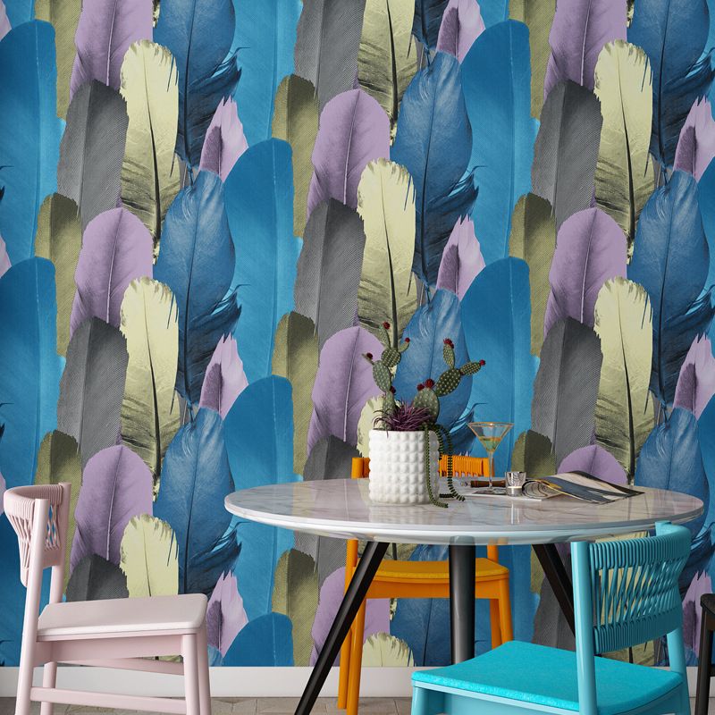 31' x 20.5" Abstract Feather Non-Pasted Wallpaper in Dark Blue