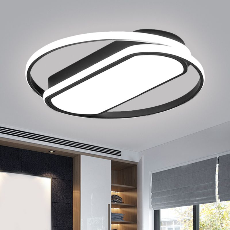 Ring- en rechthoekig acryl inbouw hedendaagse LED zwarte inbouwverlichting, 16,5"/20,5"/24,5" W