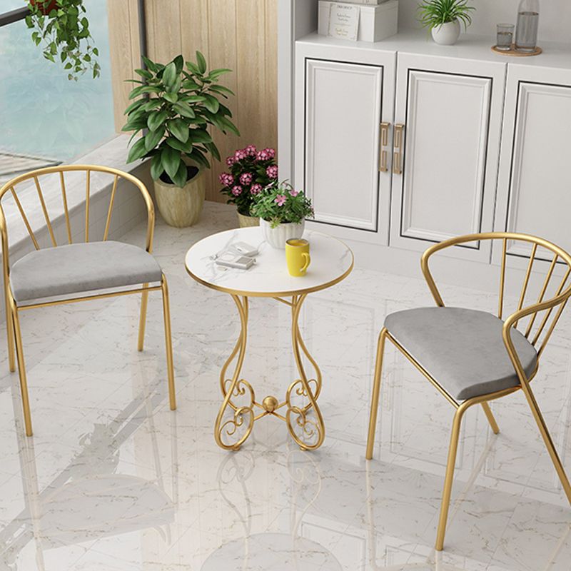 Modern Round Wooden Top Side Table Metal Abstract End Table .