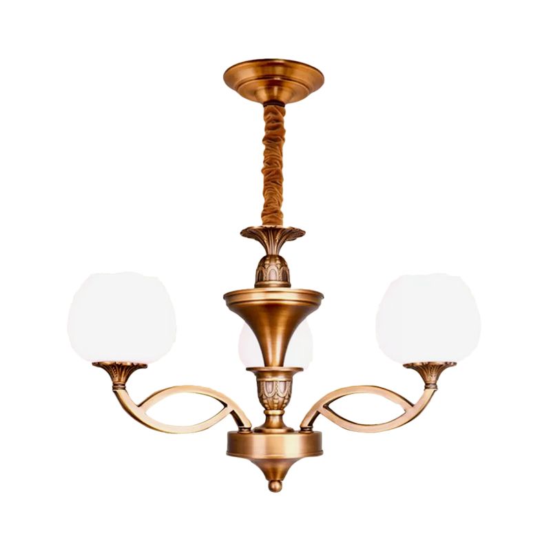 Flowerbud woonkamer plafond kroonluchter traditioneel wit glas 3/6/8 bollen koperen suspensielamp