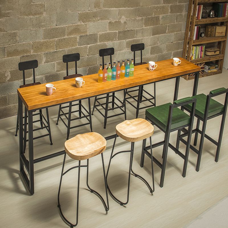 Industrial Solid Wood Bar Table Rectangle Dining Table for Kitchen Living Room