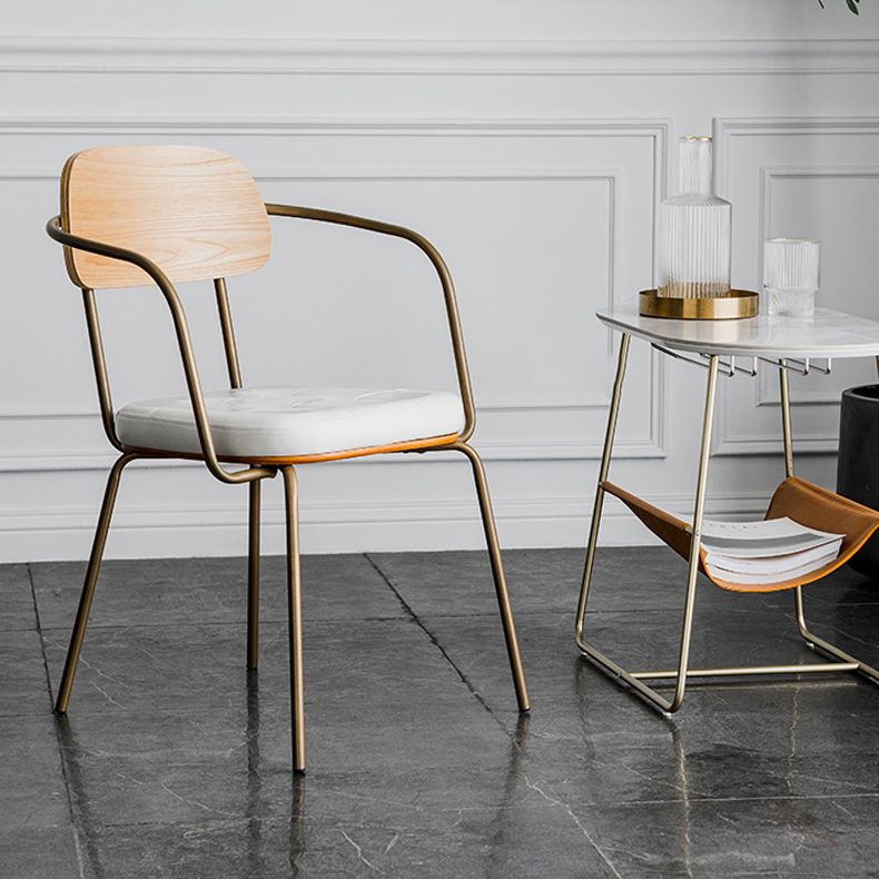 Industrial Open Back Arm Chairs PU Leather Dining Chairs for Home