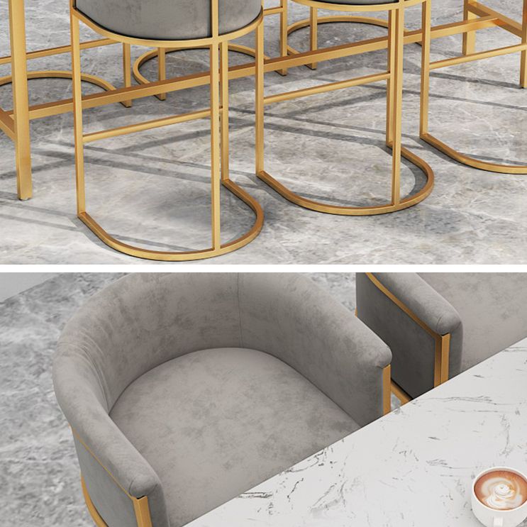 White Marble Bar Table Set 1/4 Pcs Upholstered Bar Stool for Living Room