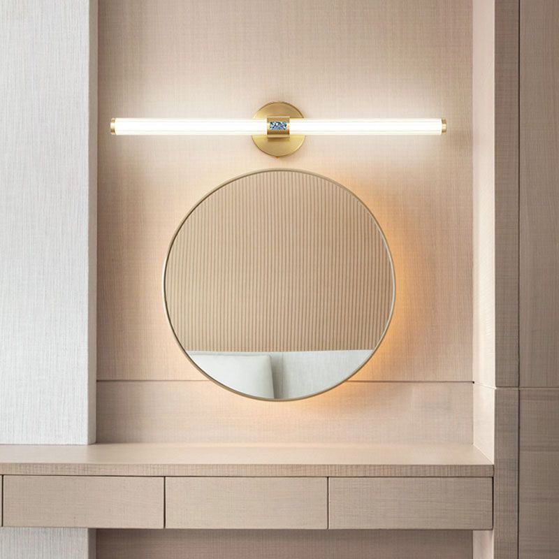 Linear Shade Metal Wall Sconce Modern Style 1-Light Mirror Wall Light Fixture