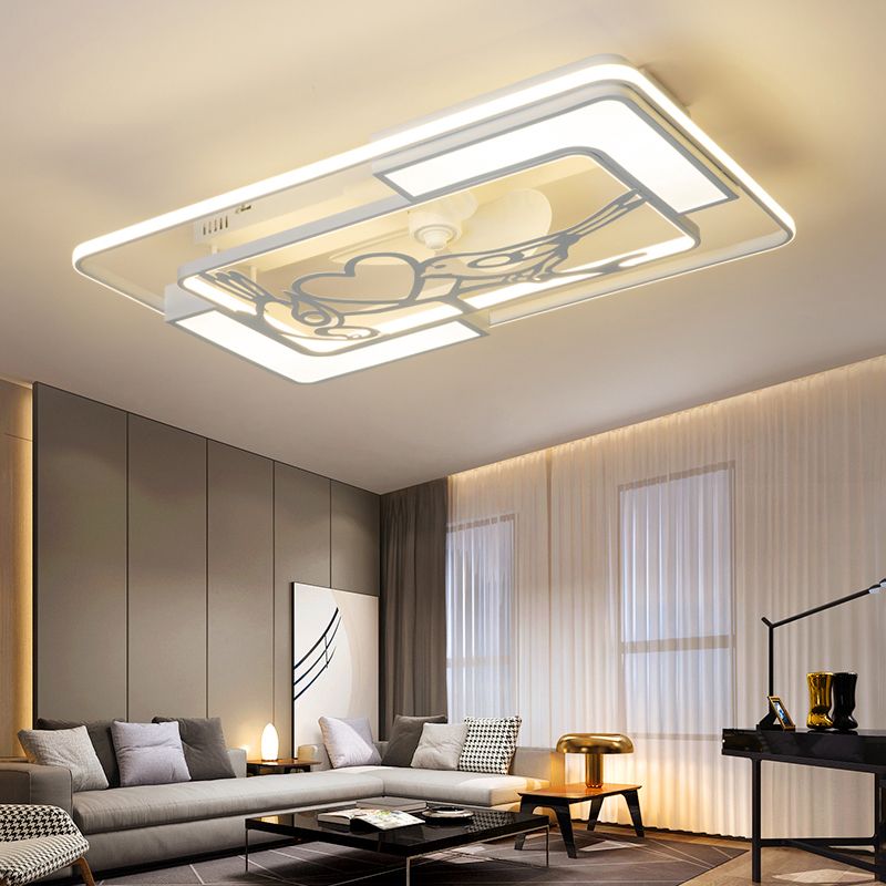 Weiße geometrische Deckenlüftungslampe moderne Acryl -LED -Halbblütenmontage Licht für Wohnzimmer