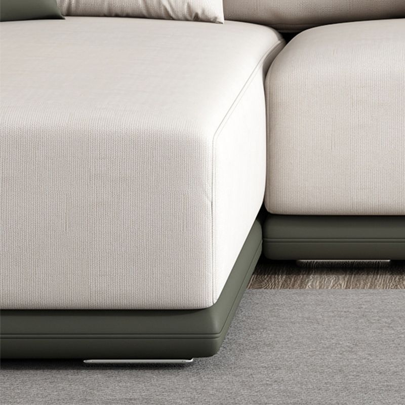 Faux Leather Sectional Square Arm Cushion Back Sofa for Living Room
