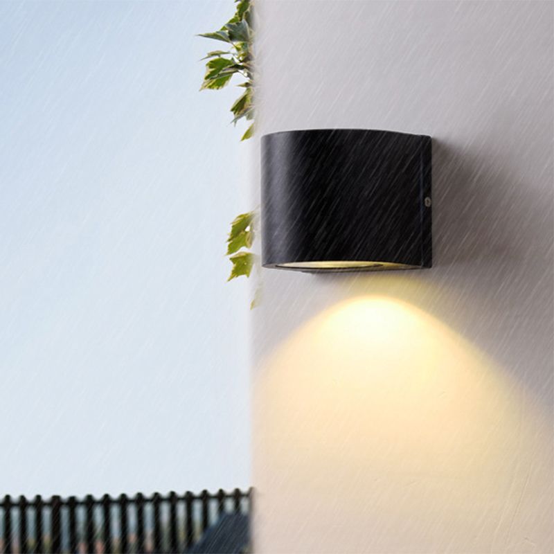 Negro pequeño/gran cilindro luz de pared minimalista de aluminio LED FLUSH FUNCE para al aire libre