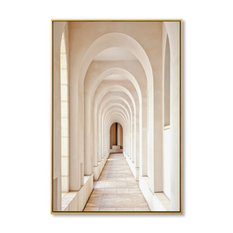 Modern Arched Hallway Art Print Dining Room Wall Decor in Light Color, Optional Sizes