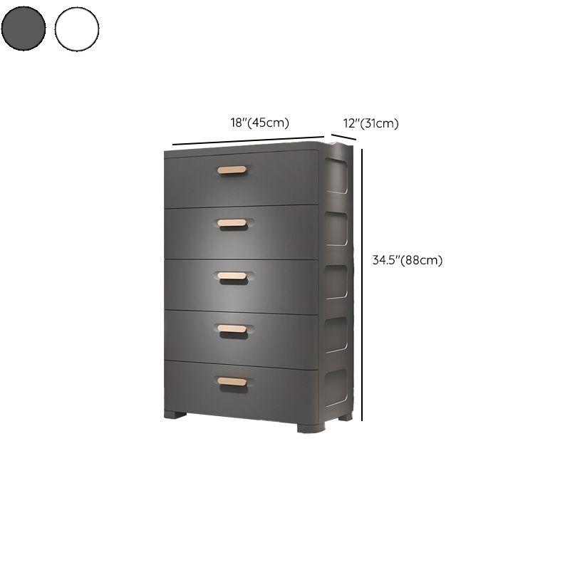 Contemporary Vertical Plastic Kids Nightstand with 5 Drawers for Bedroom