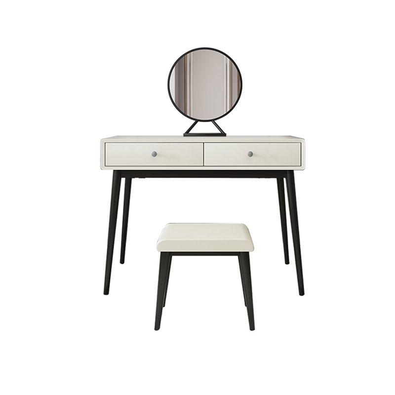 Contemporary White Vanity Table 29.53" H Vanity Set with Stool and Mirror