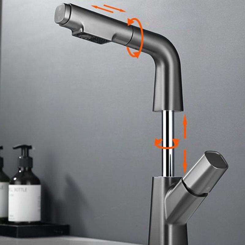 Modern Vessel Faucet Brass Lever Handles Swivel Spout Bathroom Sink Faucet