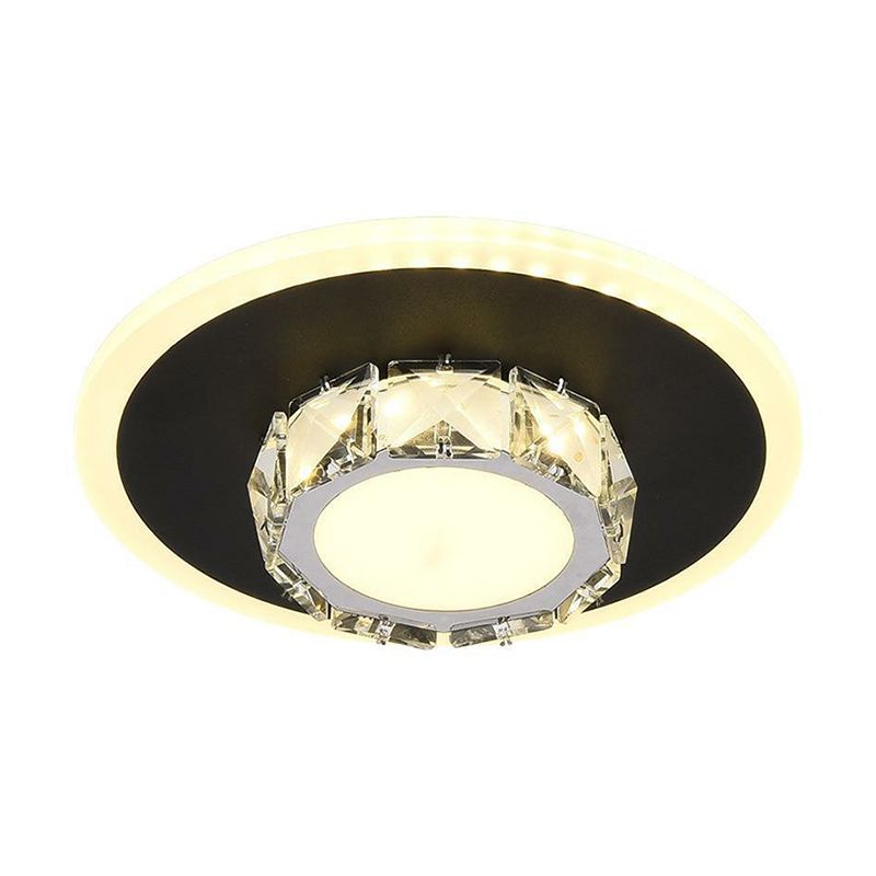 Plafonnier encastré de forme géométrique contemporaine, luminaire LED pour couloir en cristal