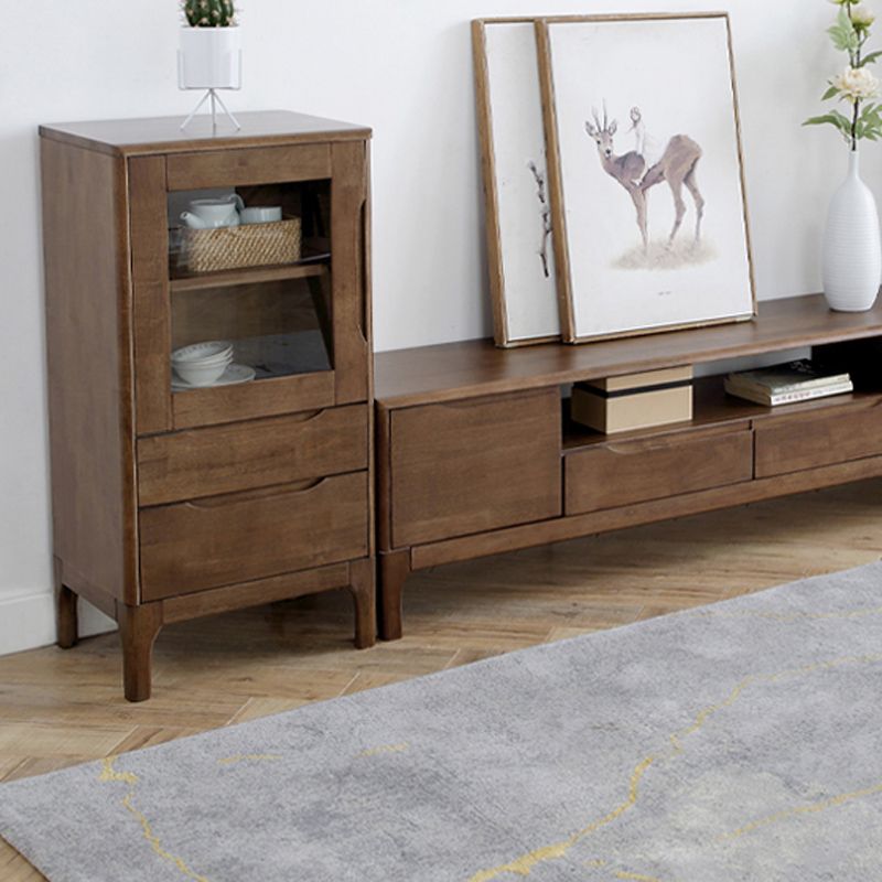 Two Drawer Accent Cabinet Rectangular Wooden and Glass 1-Door Cabinet