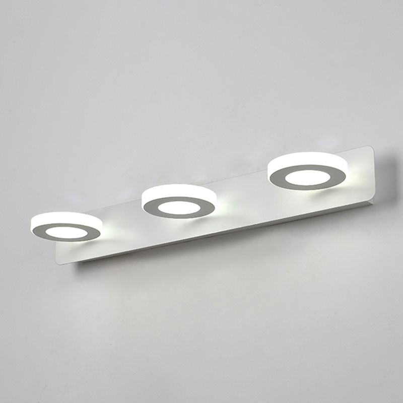 Luce di vanità bianca moderna a 3 luci a specchio a led luce anteriore con ombra acrilica per bagno