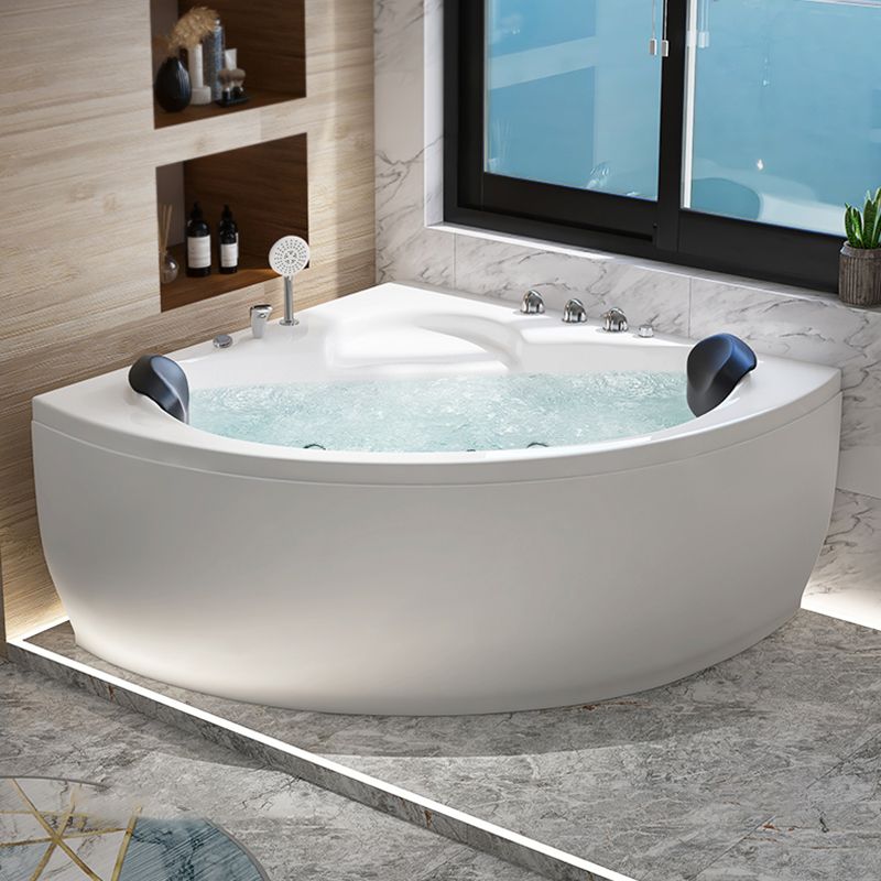 Modern Corner Acrylic Bathtub Air/Whirlpool Bathtub with Drain and Overflow Trim