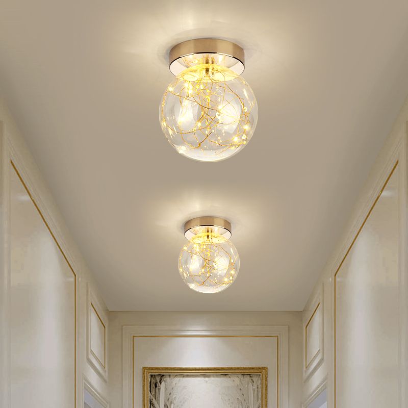 Modern Style Ball Flush Mount Lamp Glass 1 Light Flush Mount Lighting