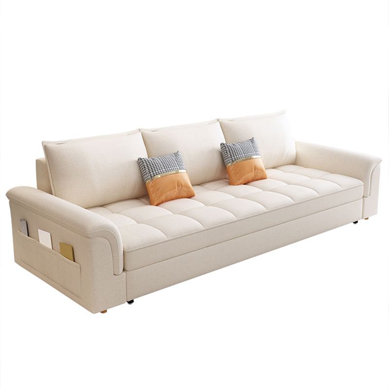 Modern Styled Metal Frame Sleeper Sofa Upholstered Square Arms Sofa Bed