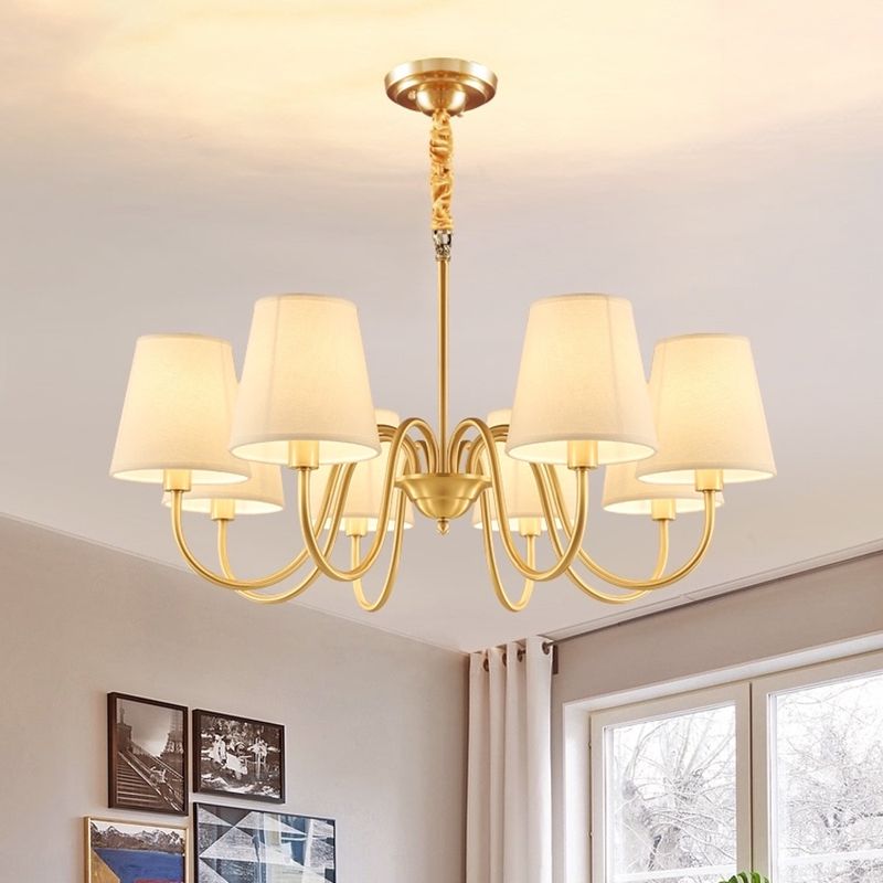 Metal Conical Hanging Pendant Light Traditional Dinning Room Pendant Chandelier in Gold