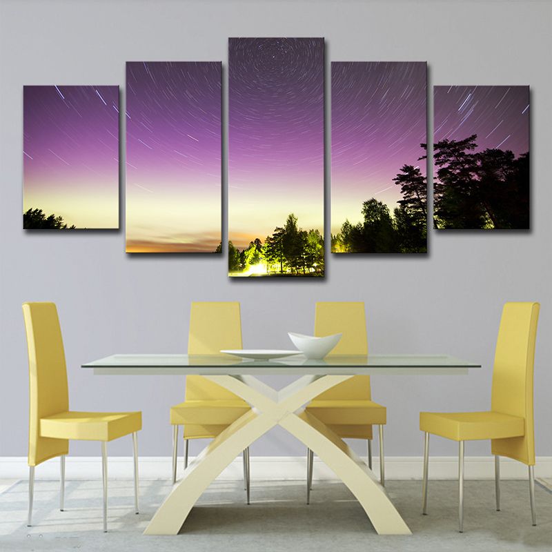 Purple Starry Scenery Wall Art Decor Multi-Piece Science Fiction Girls Bedroom Canvas