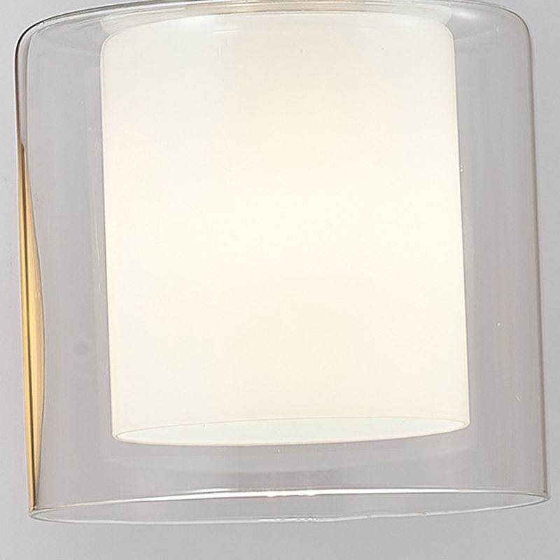 Modern Wall Sconce Metal Cylinder Shape Vanity Lamp with Glass Shade for Bathroom
