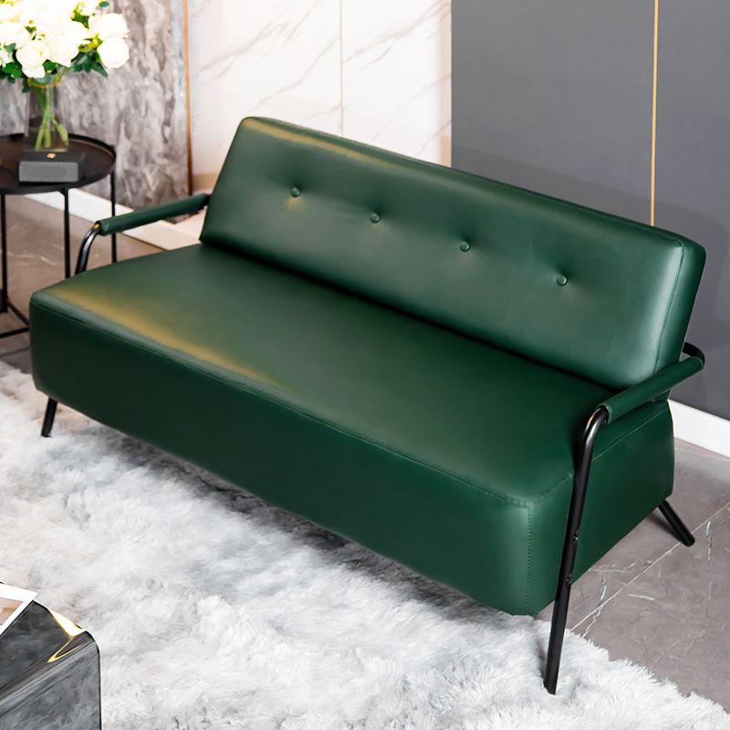 3-Seater Tufted PU Leather Sofa 57" Wide Metal Frame Seating