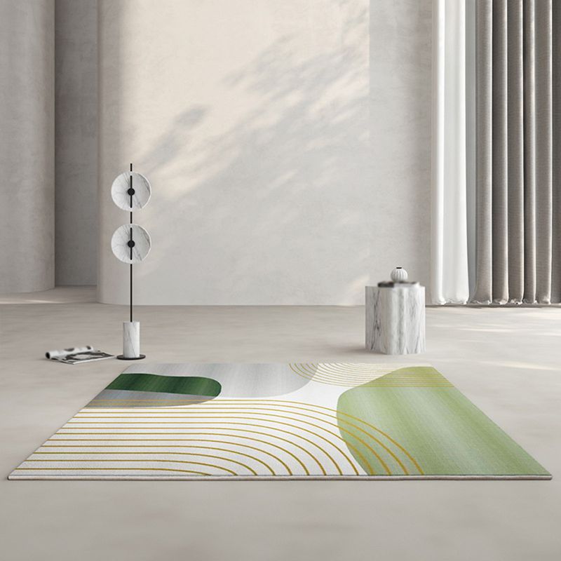 Tappeto in poliestere moderno verde moderno tappeto resistente alle macchie per la decorazione della casa