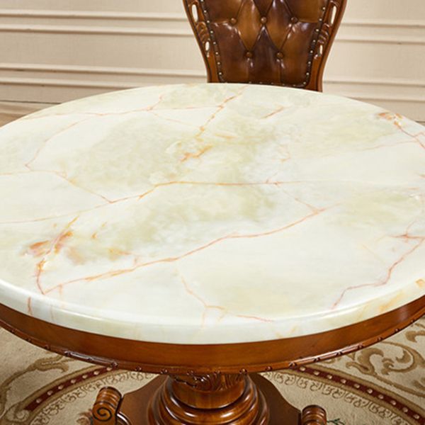 Round 4 Legs Victorian Style Dining Table Sintered Stone Fixed Table for Kitchen