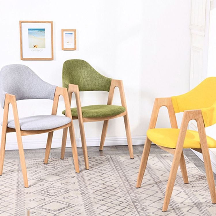 Glam Style Wooden Dining Arm Chair Matte Finish Solid Back Dining Chair for Home