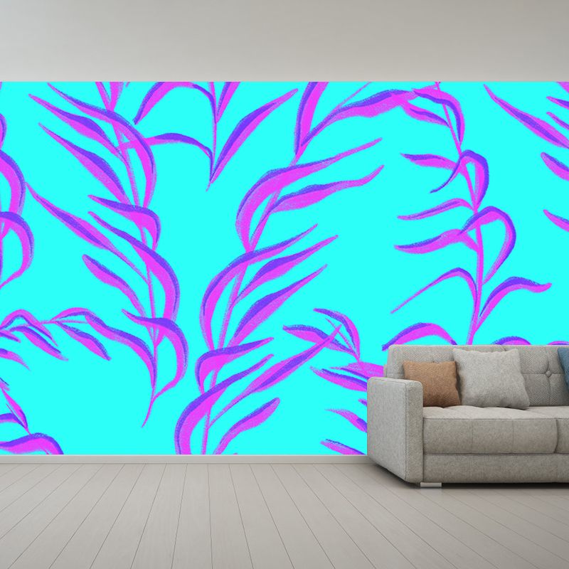 Tropical Plants Wall Mural Tropical Style Mildew Resistant for Reading Room
