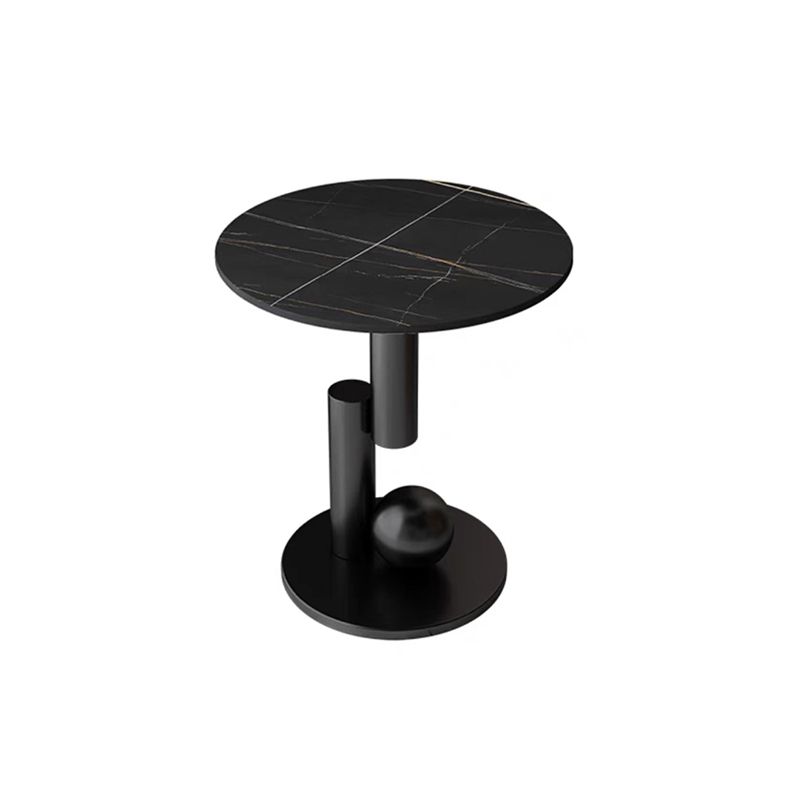 Pedestal Base Design Rock Slab Table Top Black Gold/grey/white Round Side Table