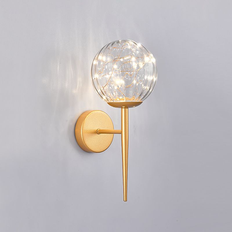 Gypsophila Sconce Lights con tonalità in vetro trasparente muro moderno appeso alla luce in ottone/nero