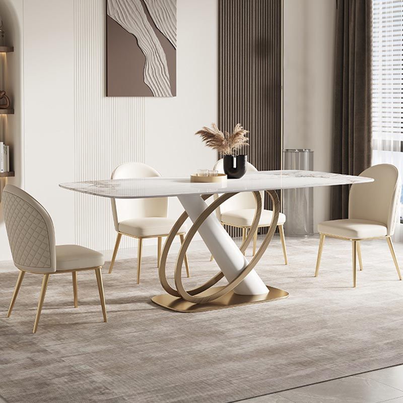 Glam Dining Furniture Set 1/4/5/6/7 Pcs Sintered Stone Dining Table and Chairs