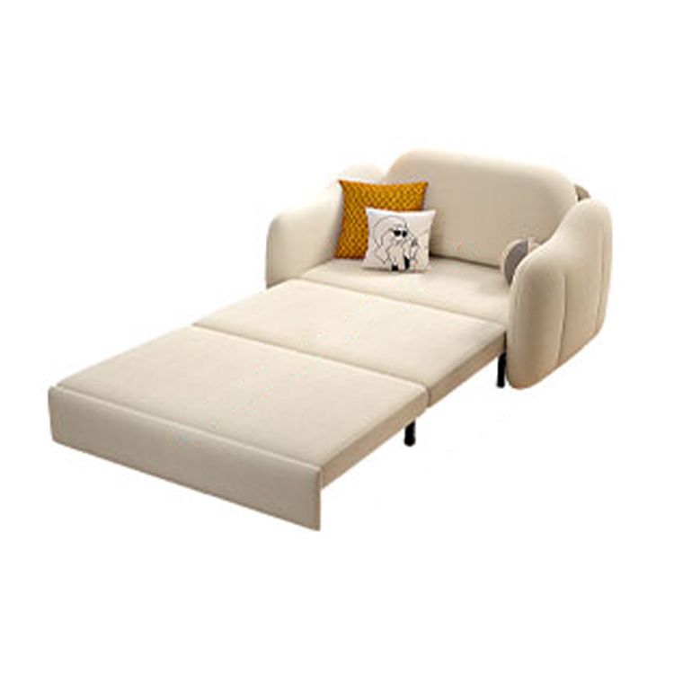 Beige Cushion Back Futon Foldable Pillow Included Sleeper Sofa