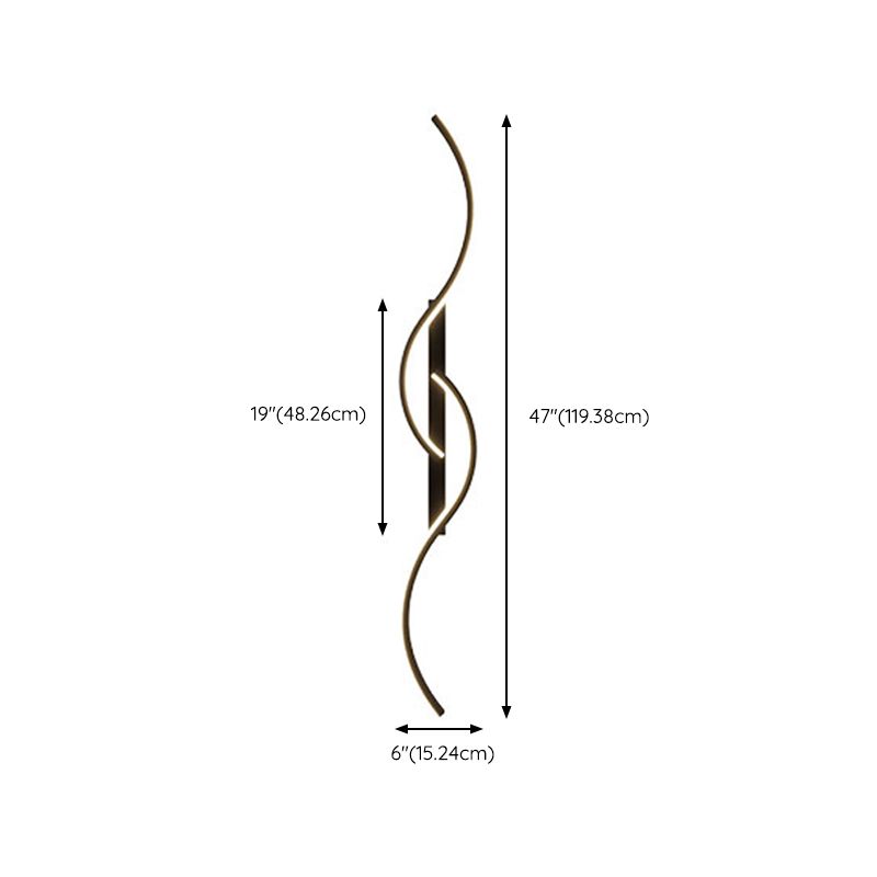 Linear Shape Metal Wall Light Modern Style 2 Lights Wall Light Sconce in Black