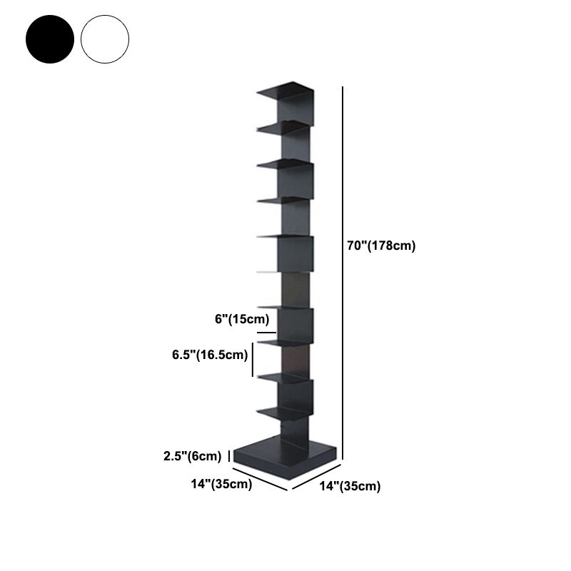 13.8" Wide Corner Shelf Bookcase Modern Metal Bookcase Multi Tiers Closed Back