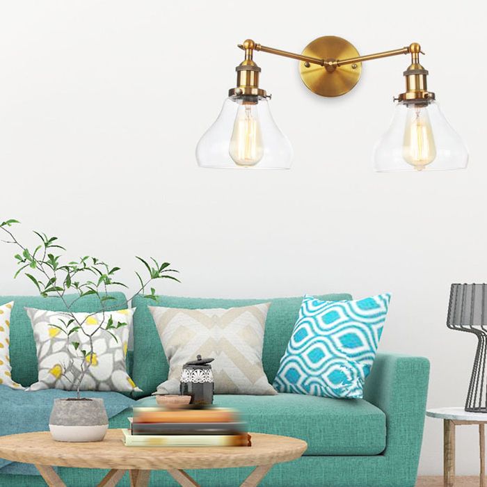 Industrial Vanity Lights Glass 2-Light Vanity Light Fixtures