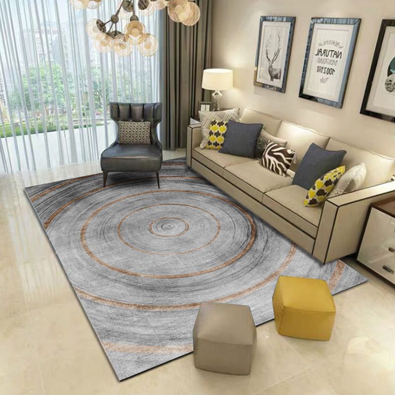 Dark Navy Modern Rug Polyester Graphic Rug Non-Slip Backing Rug for Home Decor