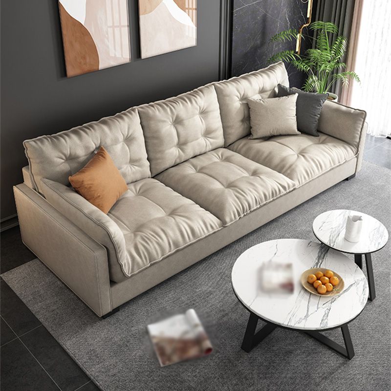 Stationary Contemporary Faux Leather Square Arm Living Room Sofa