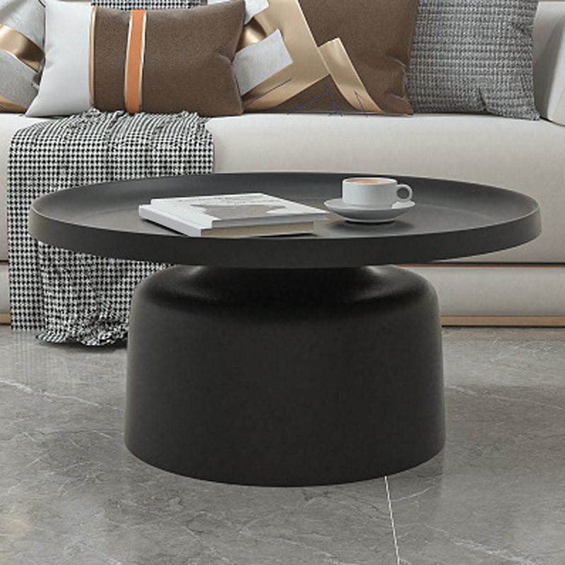Black/White Pedestal Coffee Table Modern Marble Cocktail Table for Room