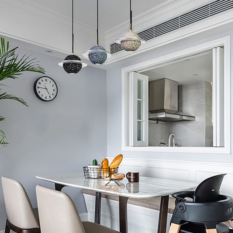 Lámpara colgante de cemento de forma de planeta LED Nordic moderno de cemento interior de cemento colgante