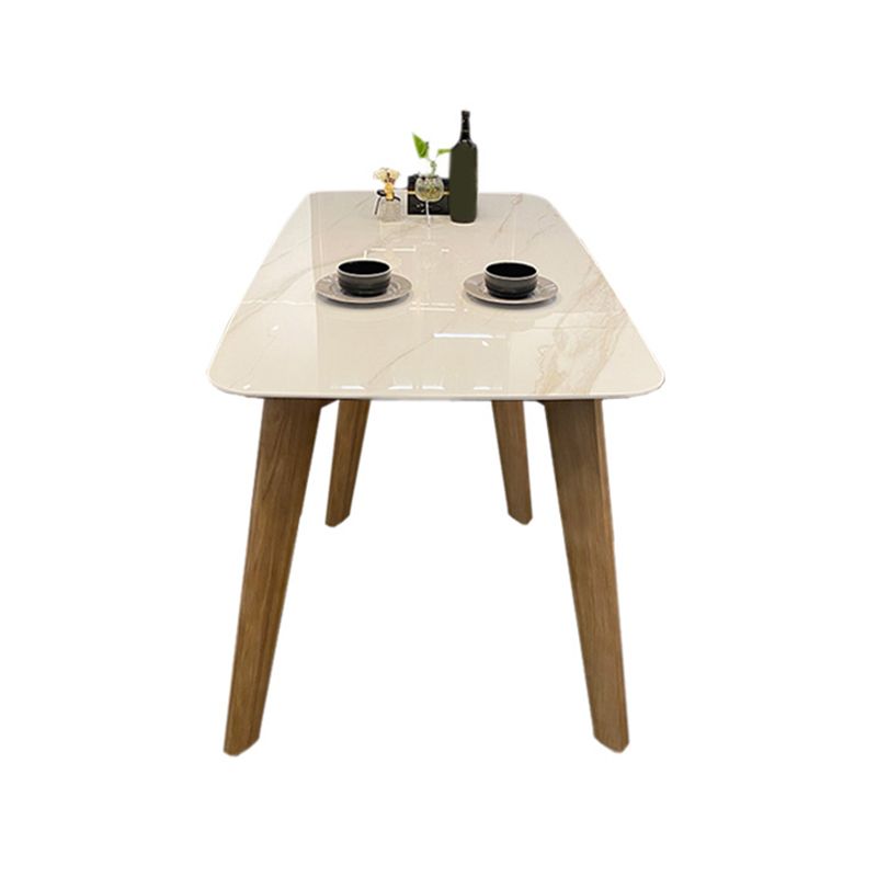 Minimalist Standard Height Dining Room Table Set with 4 Upholstered Kitchen Chairs