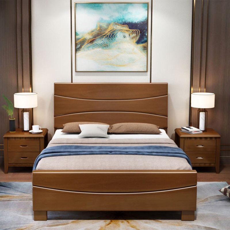 Traditional Panel Rectangular with Headboard Pine Wood Panel Bed