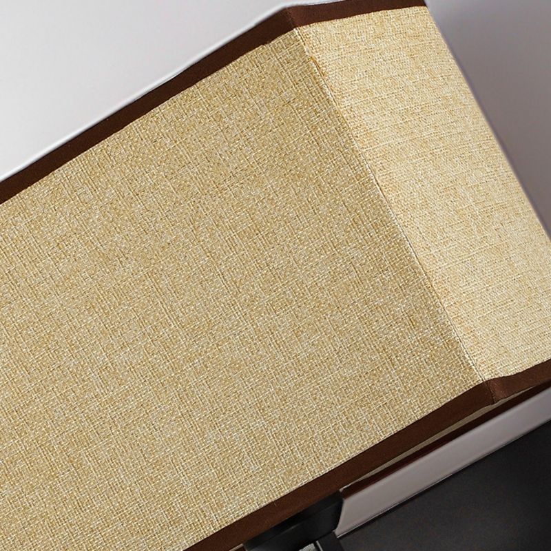Modern Metal Wall Sconce Rectangle Shape Wall Light with Fabric Shade for Bedroom