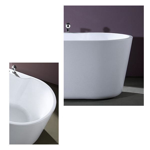 Acrylic Oval Bathtub with Faucet Soaking Freestanding Tub for Bathroom