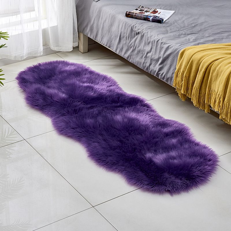 Grey and Purple Casual Rug Shag Solid Color Rug Washable Non-Slip Backing Carpet for Living Room