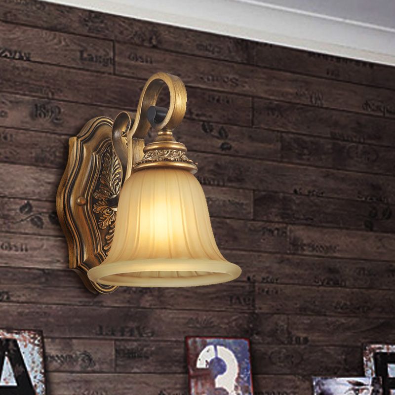 Prismatic Glass Gold Wall Sconce Bell Shade 1-Light Traditional Sconce Light for Foyer