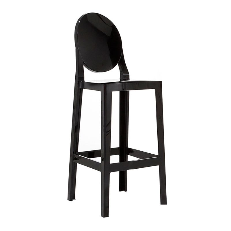 Contemporary Plastic Low Back Counter Stool Footrest Furniture with 4 Legs