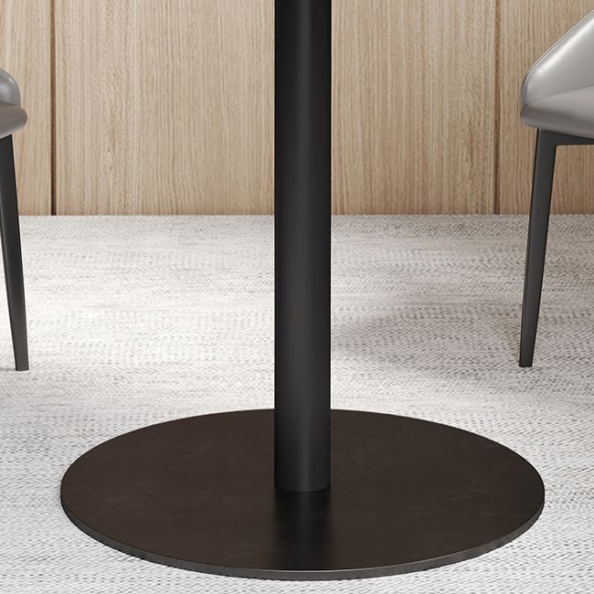 Gray Stone Dinette Table with Metal Base Modern Round Dining Table for Home