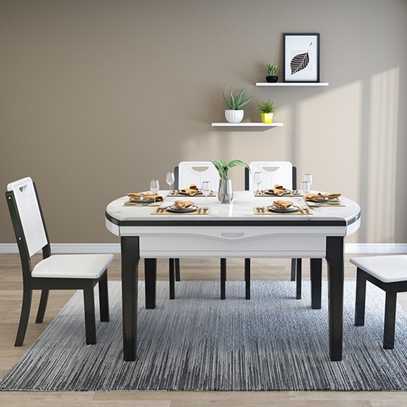 Drop-Leaf Dining Site Table Contemporary 4 Legs Dining Room Table